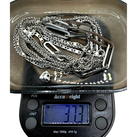 New Tocara 3-Strand Layered Necklace Silver S. Steel Clip Box Anchor Chain Cloe - Picture 10 of 12